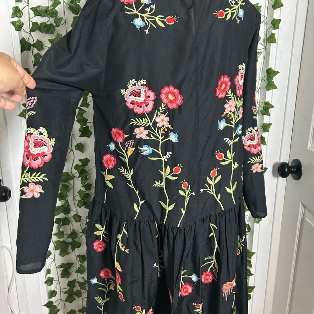 ZARA black floral embroidered dress - Picture 5 of 9